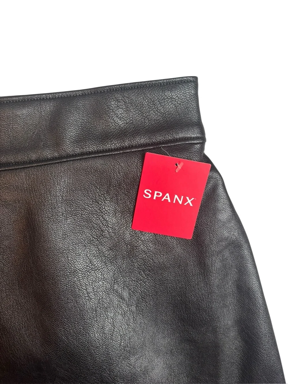 NEW SPANX Faux Leather Mini Skirt Attached Shorts Large Minimalist Sleek Chic